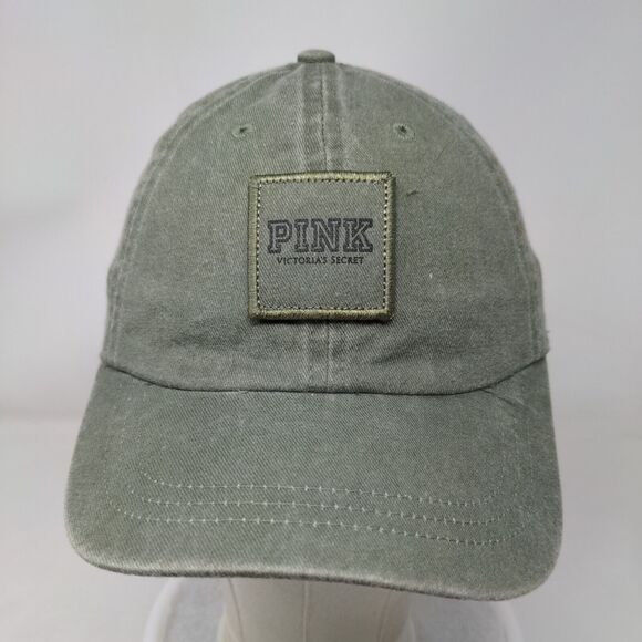 PINK Victoria's Secret Slideback Hat Green One Size Adjustable 6 Panel Cotton - Picture 2 of 9
